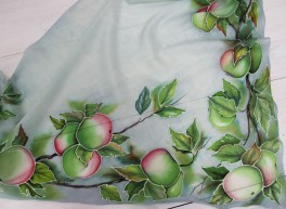 косынка Румяные яблочки 110х110х140 см шерсть батик